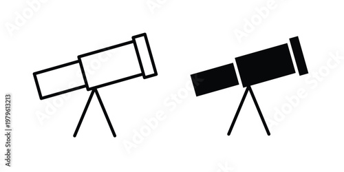 Telescope icon vector illustration in line style. flat silhouette designs