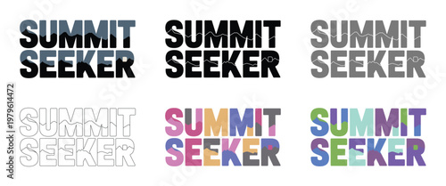 Summit seeker text is shown in several variations with different colors and styles.