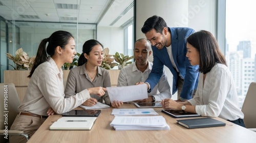 Global Talent Acquisition Strategy: Hiring team sourcing candidates in corporate office
