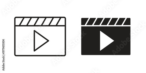 Video icon vector illustration in line style. flat silhouette designs