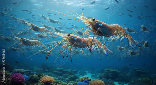 Shrimp Swarm Underwater Reef Ecosystem Marine Life