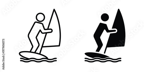 Windsurf icon vector illustration in line style. flat silhouette designs