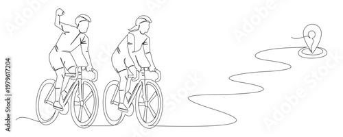 continuous line drawing of cycling 1.eps