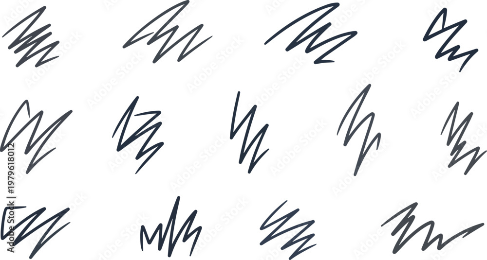 Obraz premium Abstract black scribble collection hand drawn lines and strokes for design elements