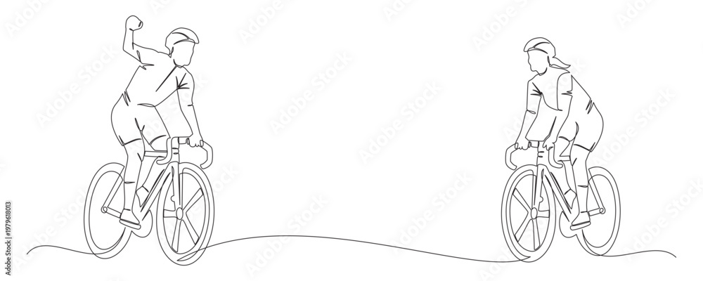 Obraz premium continuous line drawing of cycling 3.eps
