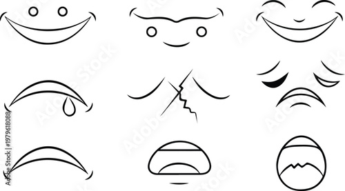 Collection of cartoon mouths and expressions