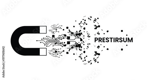 Magnet attracts electronic circuitry components to visualize the concept of data acquisition and technological connectivity.