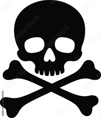 Black skull and crossbones symbol on white background vector illustration EPS PNG file