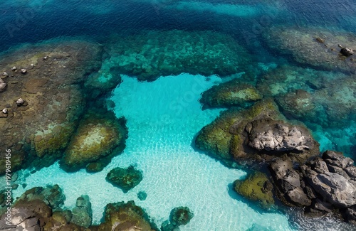 Aerial View of Crystal Clear Turquoise Lagoon