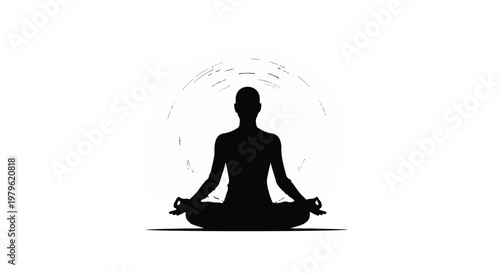 Person sits in a meditative lotus position while glowing energy circles around their body.