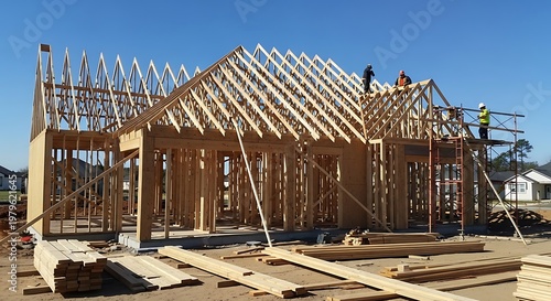 A Construction Site Of A House Under Construction