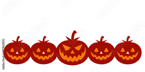 Halloween banner with a row of pumpkin silhouettes Happy Halloween holiday concept
