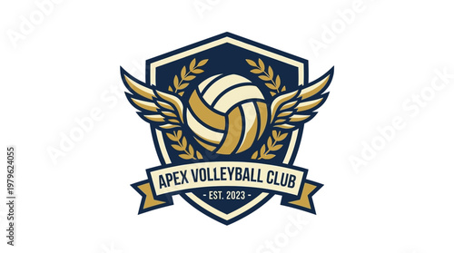 Apex Volleyball Club Logo - Emblematic Design with Wings and Laurel Wreath