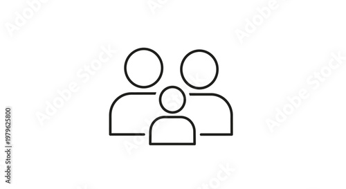Family Icon, Parents and Child, Simple Line Art, Minimalist Graphic
