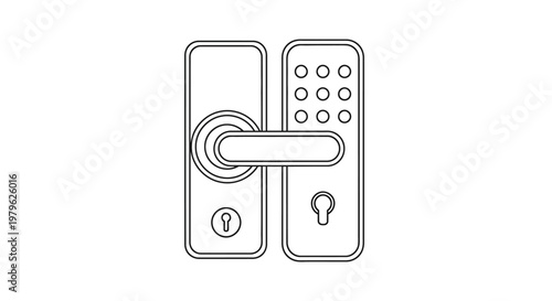 Modern Digital Door Lock with Keyhole and Handle - Security Icon