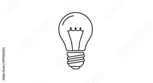 Simple Line Art Icon of a Classic Incandescent Light Bulb