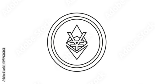 Ethereum Logo Icon Outline Cryptocurrency Digital Coin Blockchain Technology