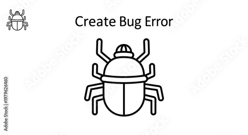 Bug Error Concept, Software Glitch Icon, Computer Problem Illustration