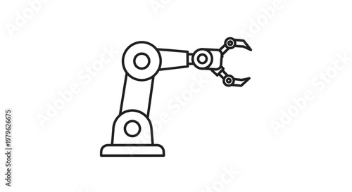 Robotic Arm Icon, Industrial Automation, Technology Concept, Vector Illustration