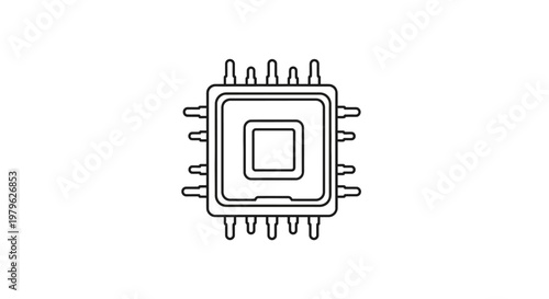 Microchip Icon, Integrated Circuit, Electronic Component, Computer Chip, Technology Symbol