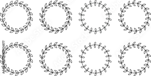 Minimalist circular arrow wreath pattern with repeating geometric design in black and white vector illustration