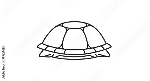 Minimalist Turtle Shell Outline Icon, Simple Vector Illustration