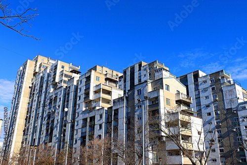 Belgrade, Serbia: The legacy of socialism: brutalist apartment buildings in the New Belgrade district.