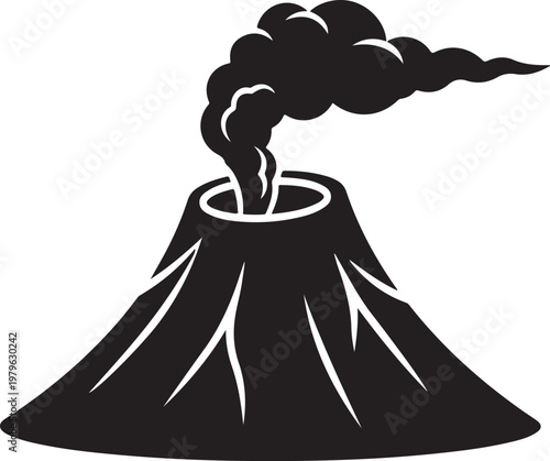 Volcano Eruption Smoke Emission Illustration.