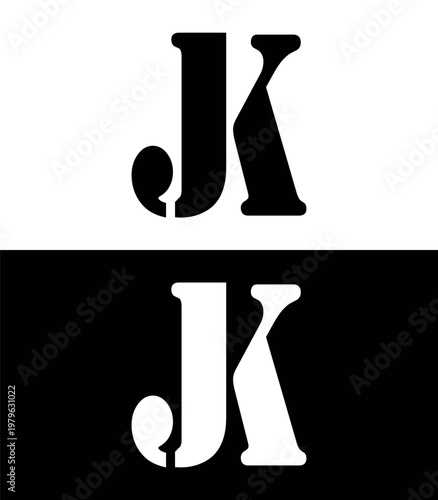 JK J K letter logo design. Initial letter JK uppercase monogram logo