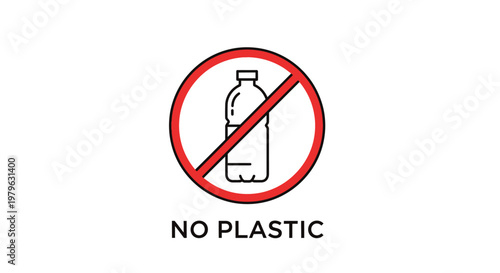 No Plastic Symbol Icon for Environmental Protection