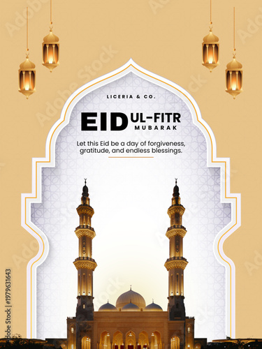 Vector illustration of Abu Dhabi mosque with minaret, landmark architecture, cultural Islamic dome, city silhouette and travel design