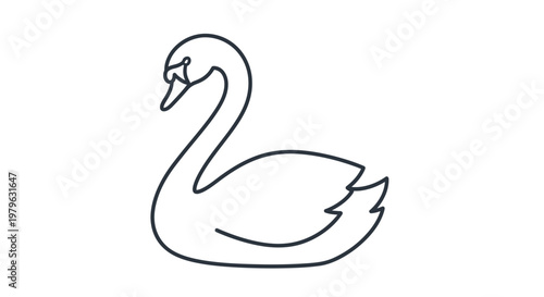 Elegant Swan Outline Illustration - Minimalist Bird Art