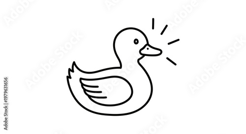 Simple Line Drawing of a Talking Duck