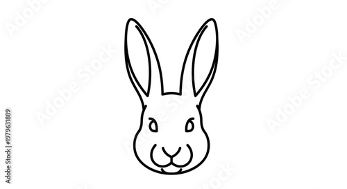 Simple Rabbit Face Icon Line Art, Minimalist Cute Bunny Head Vector