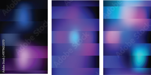 Abstract glowing pixel art with ethereal color shifts across three panels