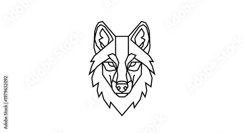 Geometric Wolf Head Logo Outline - Minimalist Wild Animal Vector Art