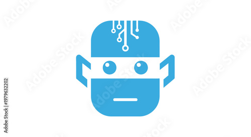 Abstract illustration of a digital robot head design with integrated circuit elements