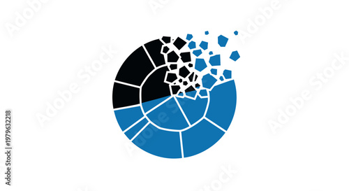 Abstract illustration of a digital transformation process or data disintegration concept