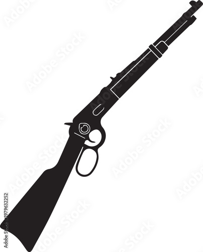 Black metal Lever-Action rifle illustration isolated on white background with tool and equipment style design