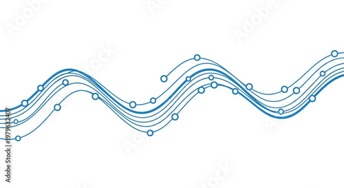 Abstract illustration of flowing lines and connected points representing a data visualization
