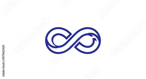 Abstract illustration of infinity symbol incorporating cyclical arrows in deep blue color