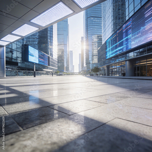 vibrant business hub with advanced technology