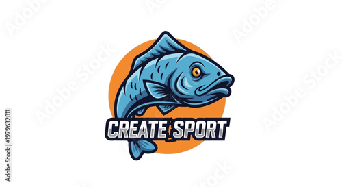 Blue Fish Logo with Orange Circle and "Create Sport" Text