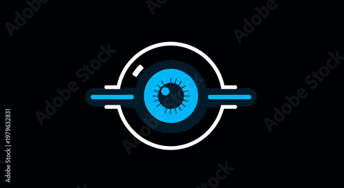 Abstract eye symbol on a black background, representing vision and technology concept