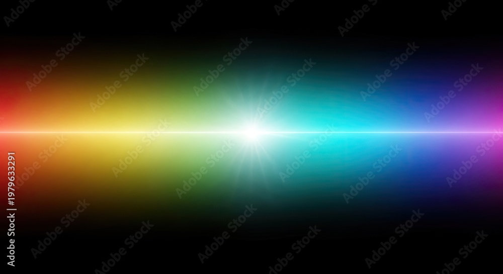 Obraz premium Vibrant Pixelated Rainbow Light Beam on Dark Background.