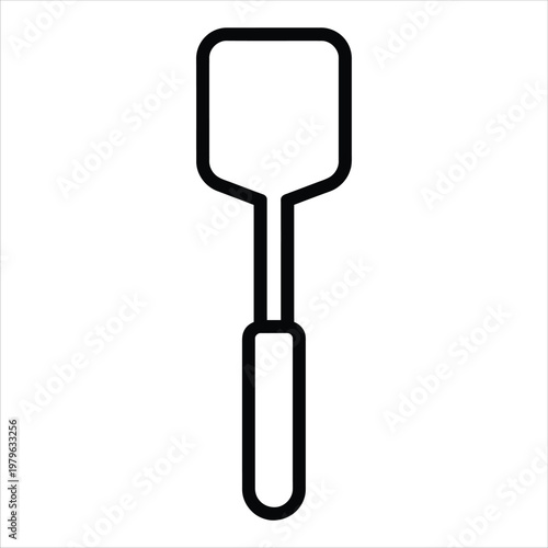 A simple black outline depicts a kitchen spatula a common cooking utensil silhouette