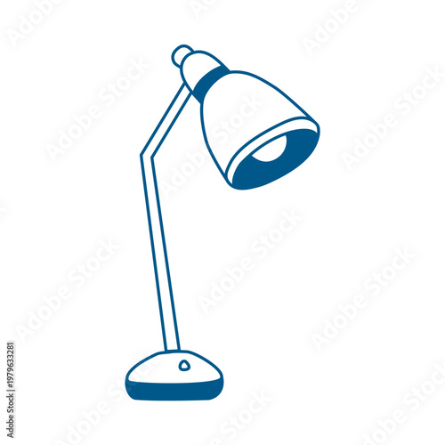 Table lamp doodle style illustration. Desk lamp for work, study, reading clip art. Hand drawn outline lighting fixture, vector element