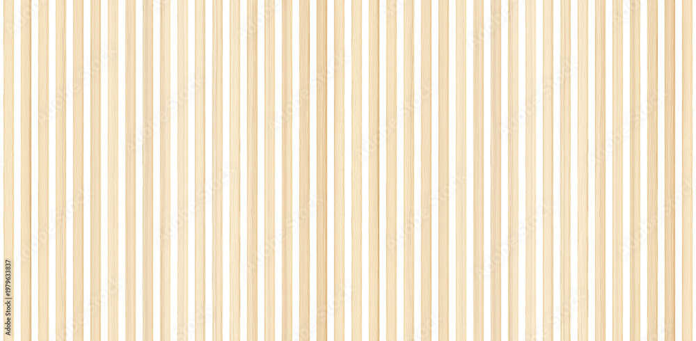 Fototapeta premium SEAMLESS pattern of natural oak wall panel, isolated on transparent background. Decorative accent wall, space divider or fence design. 