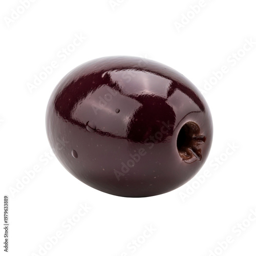 Single black olive isolated on transparent background