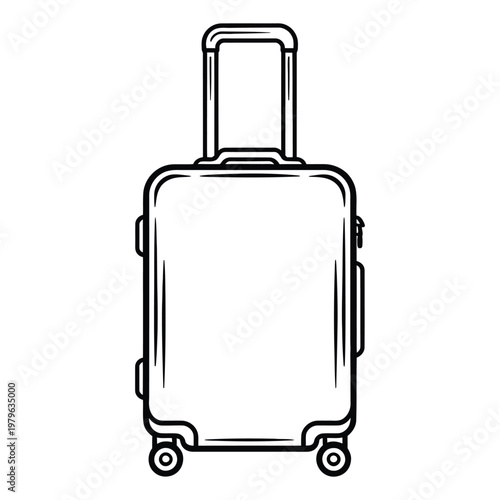 A simple black and white drawing of a wheeled suitcase perfect for travel and journeys silhouette